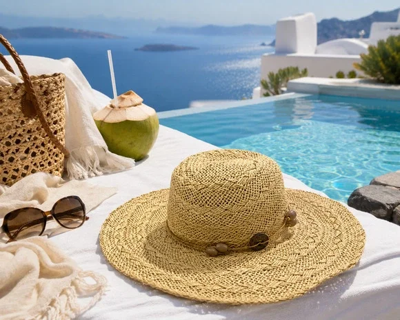 Banana Republic M/L Floppy Straw Sun Hat Natural Raffia Paper Wide Brim Beachy