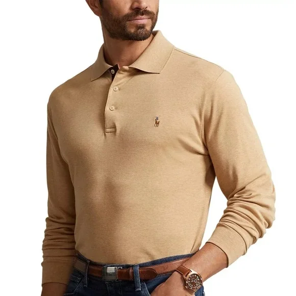 NWT MENS POLO RALPH LAUREN L/S POLO‎ SHIRT~3X TALL~CAMEL