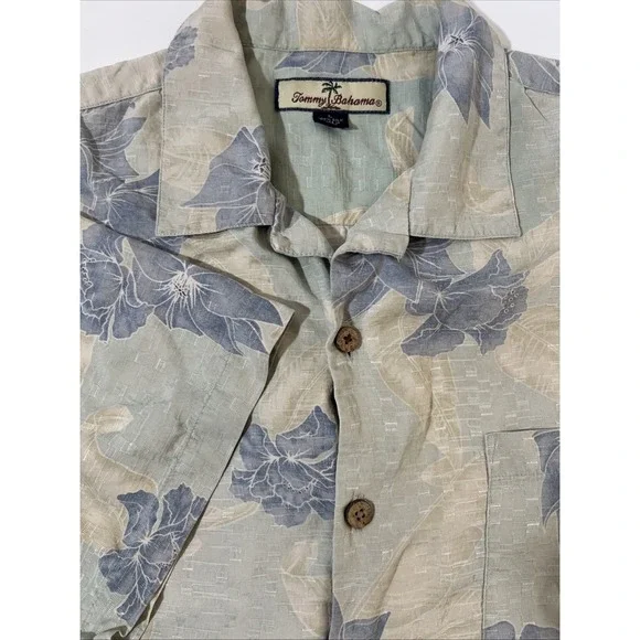 Tommy Bahama 100% Silk Floral Print Hawaiian Shirt‎ Mens Size Large