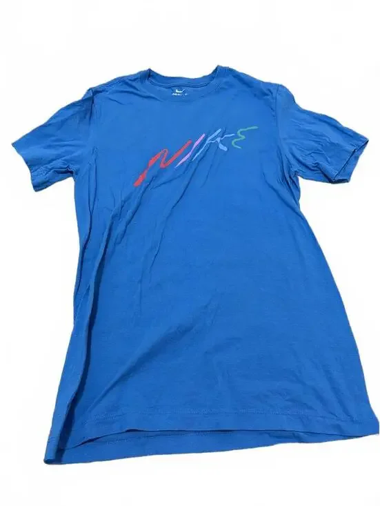 Nike Mens Blue Logo Tee Blue Casual Shirt Small
