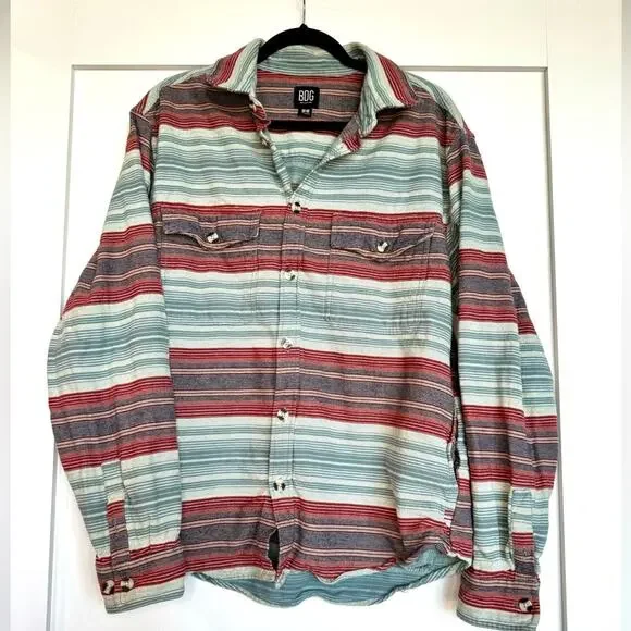 BDG Urban Outfitters Striped Heavy Weight Button Front Shirt Jacket Size Medium