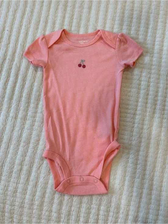 Carter's Coral Pink Short-Sleeve Cherry Bodysuit