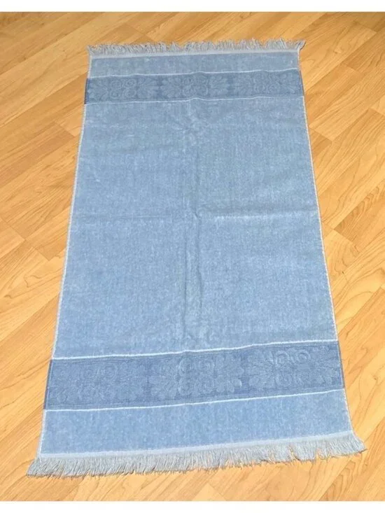 Vintage Cannon Monticello Santa Cruz Lt. Blue Decorative Bath Towel Fringe Trim