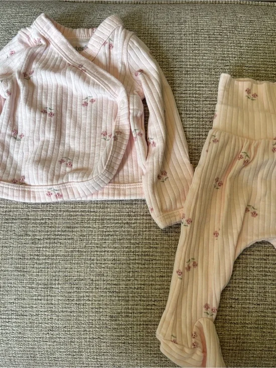 Carter's Light Pink Floral Ribbed Baby Matching Set