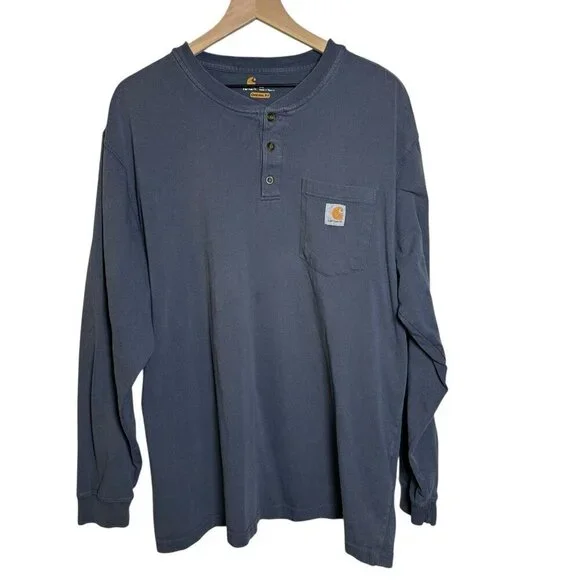 Carhartt Tee Shirt Pullover Men Sz XL Gray Long Sleeve Pocket Casual Workwear
