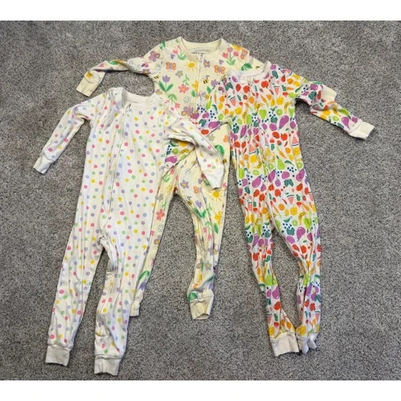 Old Navy Pajamas Kids 3T Multicolor 3-Pack Zip Footless Sleepers