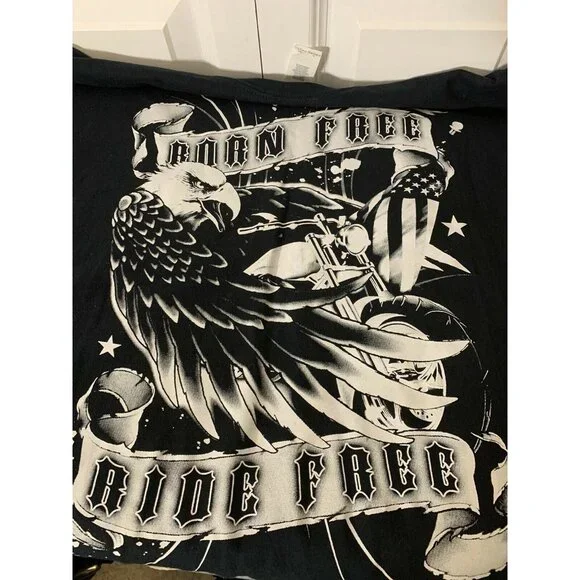 Born Free Ride Free Motorcycle‎ Eagle Sz XL Gildan T Shirt