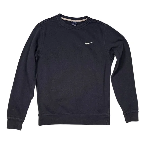 Nike Crewneck Sweatshirt Small Navy Blue Embroidered Swoosh Fleece Sportswear