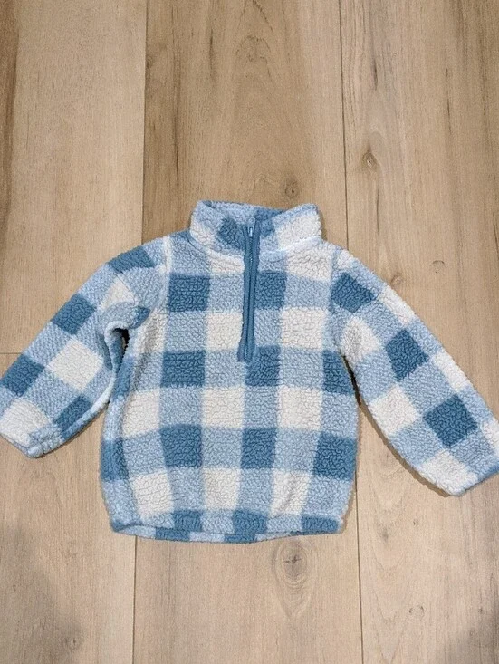 Carter's Blue & Cream Sherpa Half-Zip Pullover