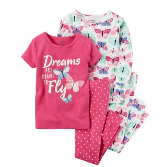 Carter's 4 Piece Pajamas Butterfly New