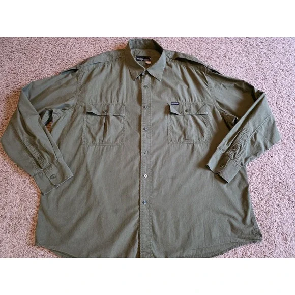 Rocawear Shirt‎ Mens 3X-LARGE XXX 100% Cotton Military Green Button