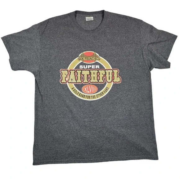 Port & Company San Francisco 49er Faithful Gray Crewneck Short‎ Sleeve Shirt XL