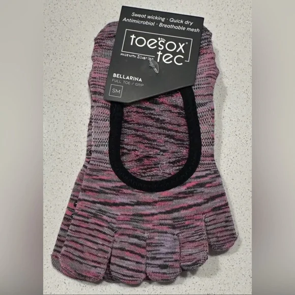 TOESOX TEC NWT Size S (6-8) Ballerina Tec Full Toe Pilates Yoga Grip Socks‎ ~NEW