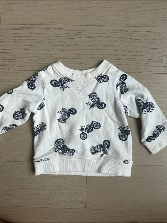 Carter's White Sweatshirt with Navy Motorcycle Print