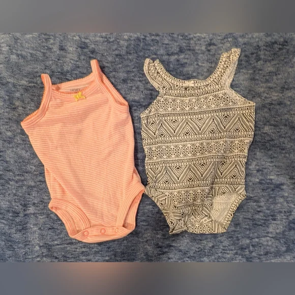 Carter's 6M Pink and Gray Patterned Bodysuits