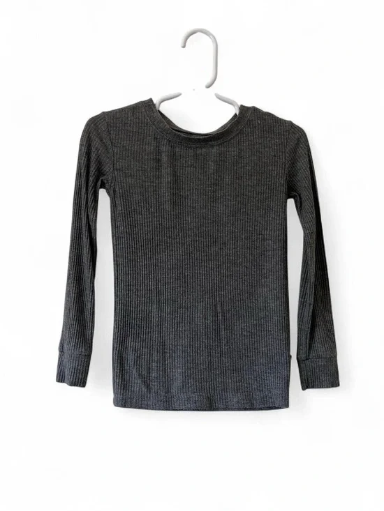 Toddler Unisex 3T Little Sleepies Long Sleeve Gray Ribbed Knit Pajama Top EUC