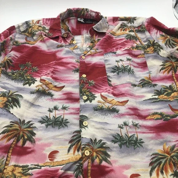 Bear Int Hawaiian Shirt Mens XL Floral Pink Beach Boat‎ Summer Clothes Party