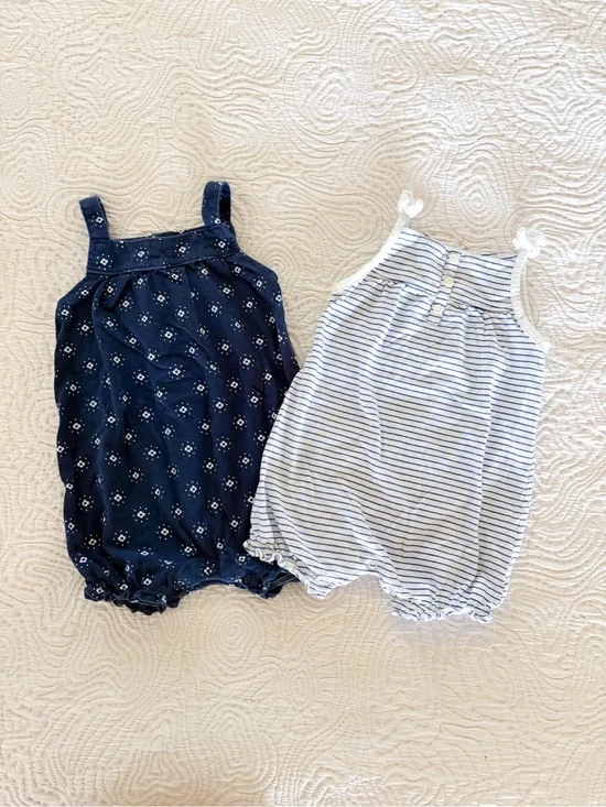 Carter’s Blue & White Bubble Rompers Set of 2
