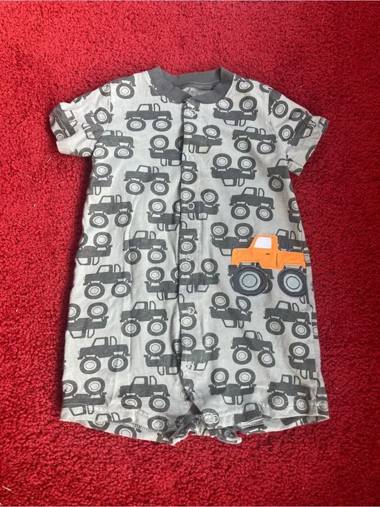 Carter's Gray Baby Romper with Orange Accent