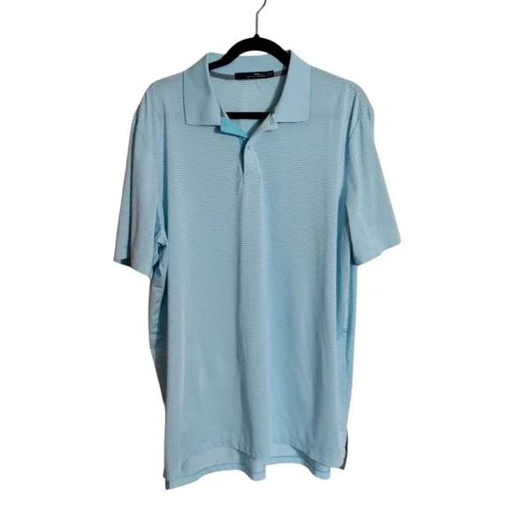 RLX Ralph Lauren Mens XL Blue White Striped Performance Golf Polo OC&CC 1926