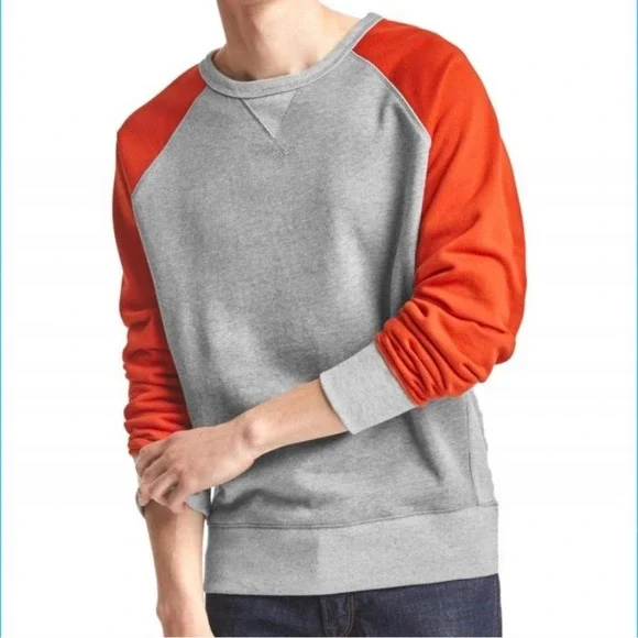 Gap Tri‎ Tone orange and gray vintage retro reglan crewneck sweatshirt Mens S