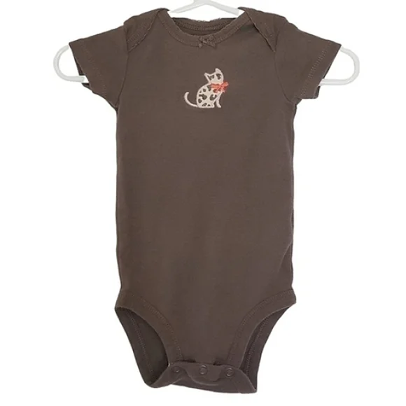 K1068 * Carter's Cat Embroidered Bodysuit Brown Size 3M