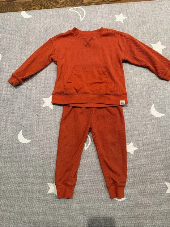 Carter's Rust Orange Thermal Top and Pants Matching Set
