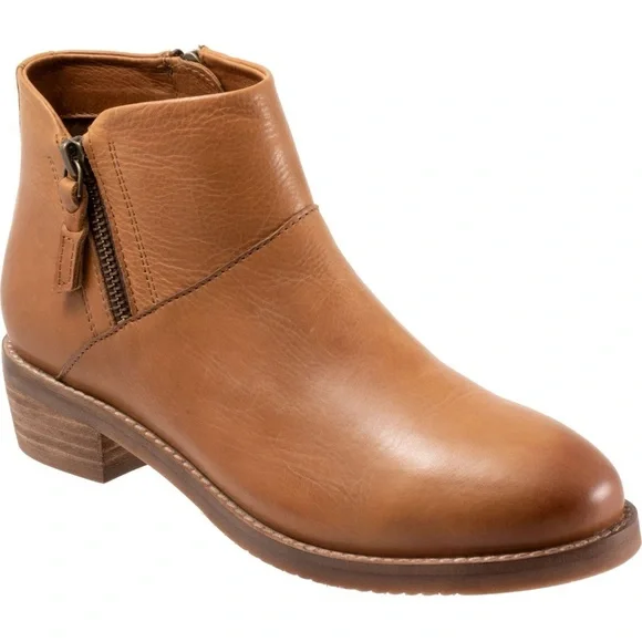 Lucky Brand Women's Tan Leather Ankle Boot with Side Zip