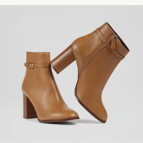 LK BENNETT Bryony Camel Leather Belted Ankle Boots 39 US 9 new $675.00