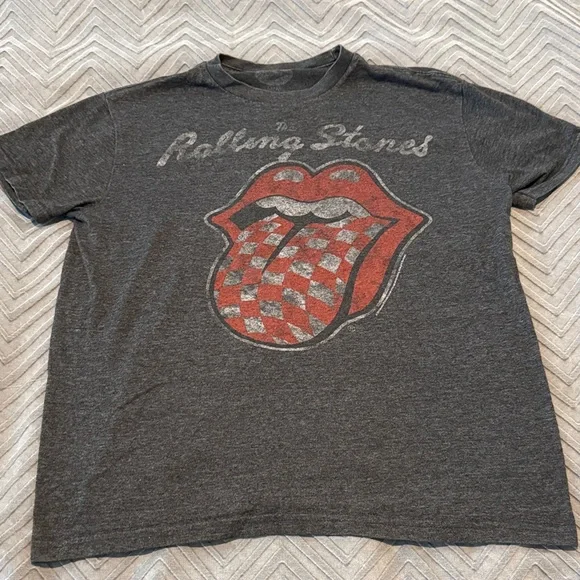 The Rolling Stones Gray Checkerboard Graphic Tee