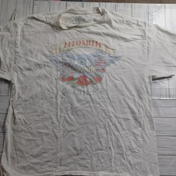 Goodie Two Sleeves Aerosmith Shirt Mens Large White Boston MA Rock Graphic Tee