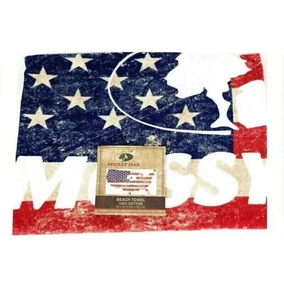 MOSSY OAK USA Map Flag Beach Towel  60X30 NEW