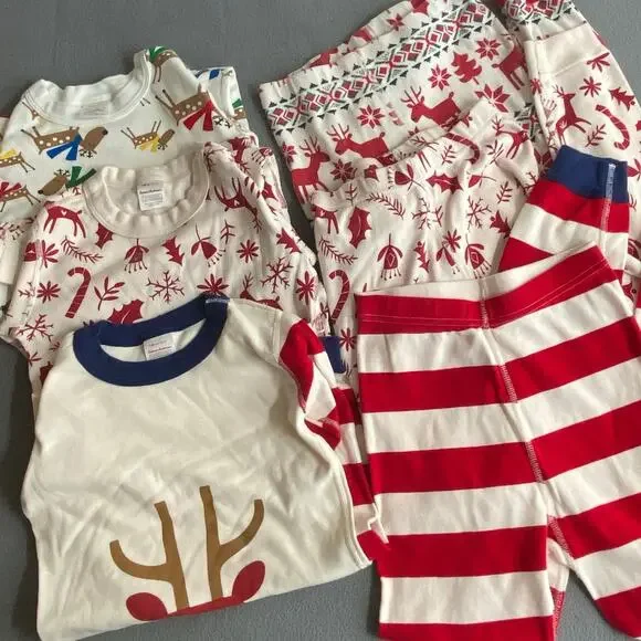 Hanna‎ Andersson Christmas Holiday Pajama Sets Mismatched Lot of 3 Kids Size 10
