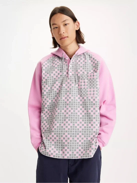 Levi’s Checkered Popover Skateboarding Hoodie Size Large NEW Unisex