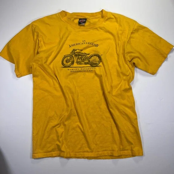 Vintage Harley Davidson T Shirt Mens XL Yellow An American Legend South Carolina