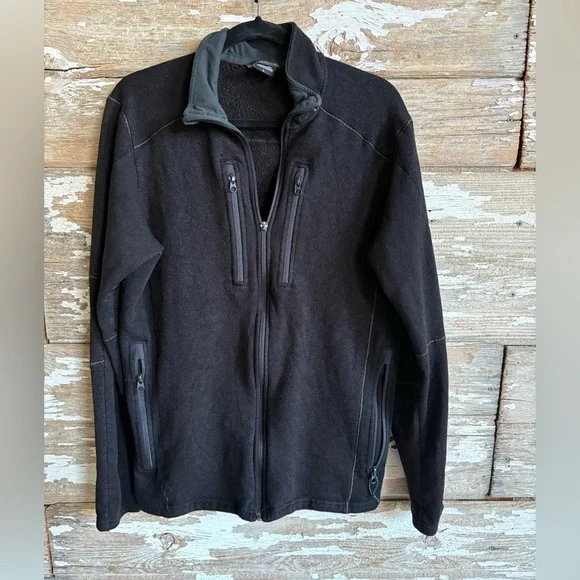 Kühl Large Full Zip Fleece Jacket Black Softshell Panels Outdoor Hiking‎