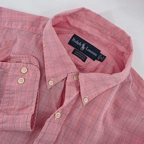 Ralph Lauren Yarmouth Button Down Mens 17 34/35 Classic Ctn Pink Heritage Office
