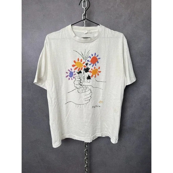 Vintage Picasso Bouquet of Peace Flowers Shirt Single Stitch 1988‎ Size Large