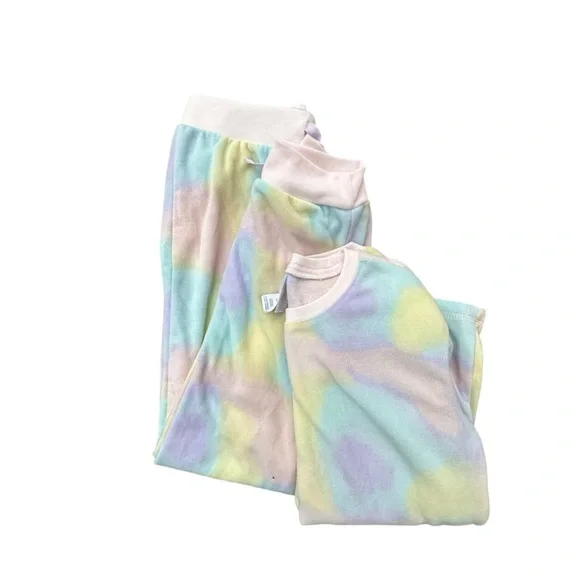 Lands’ End Fleece Girls Tie Dye Pajama Set M 10/12