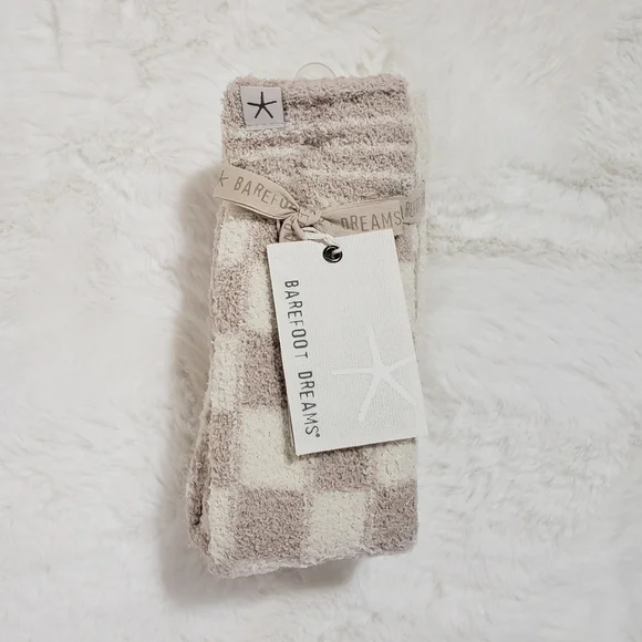 Barefoot Dreams Socks Stone Multi CozyChic Checks & Stripes Cottagecore Winter