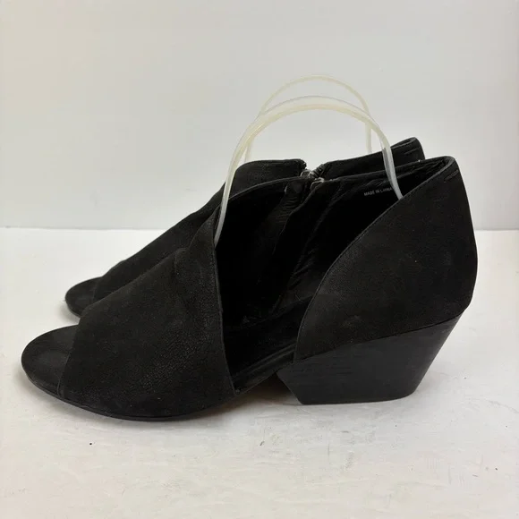 Eileen Fisher Black Nubuck Fig Open Toe Booties Wedge Women’s size 11