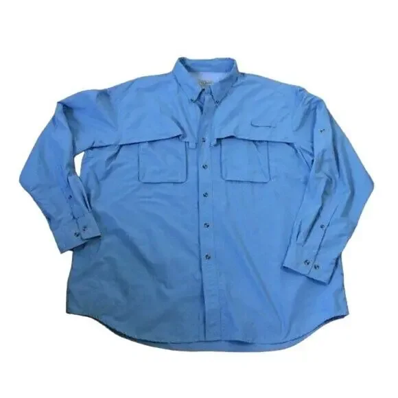 Men's XXL‎ L.L. Bean Buzz Off Outdoor Long Sleeve Shirt Blue