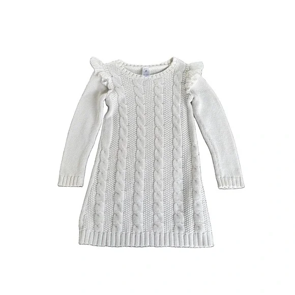 Carter's Girls Cable Knit Sweater Dress Size 4T Cream White