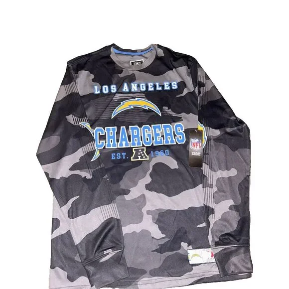 Los Angeles Chargers Logo Camo Long Sleeve Shirt NFL Team Apparel Men Size Small
