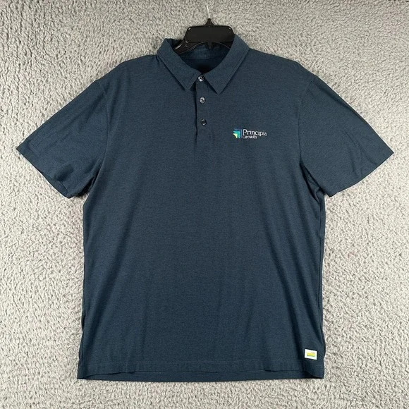Vuori‎ Strato Tech Polo Shirt Men's L Blue Knit Stretch Casual Performance Golf