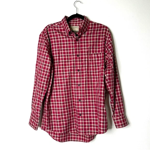 Cabela’s Outfitter Series Mens Long‎ Sleeve Red Plaid Button Down Quality Cotton