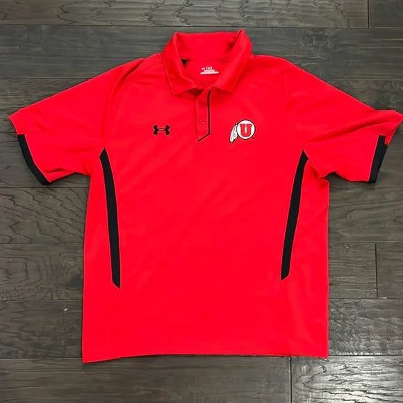 Under Armour, sports polo, Utah Utes, tech mesh men’s medium, red