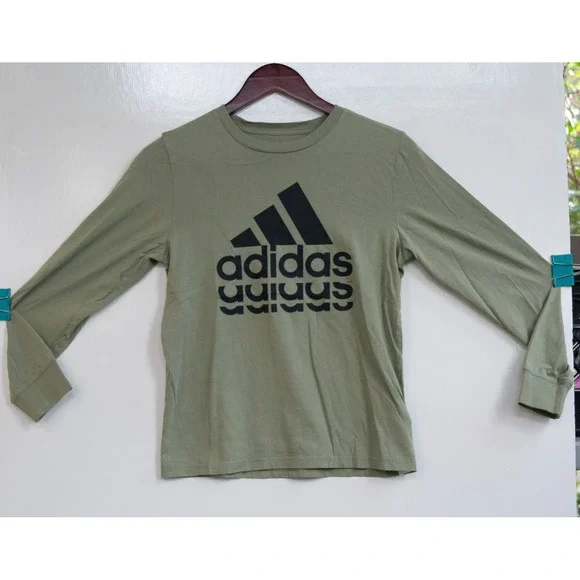 Adidas Boy's Long Sleeve Regular Fit T-Shirt‎ Green Size US 10/12