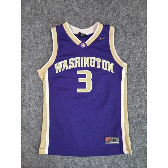 Nike Washington Huskies Basketball Jersey Youth Medium Purple Gold Number 3