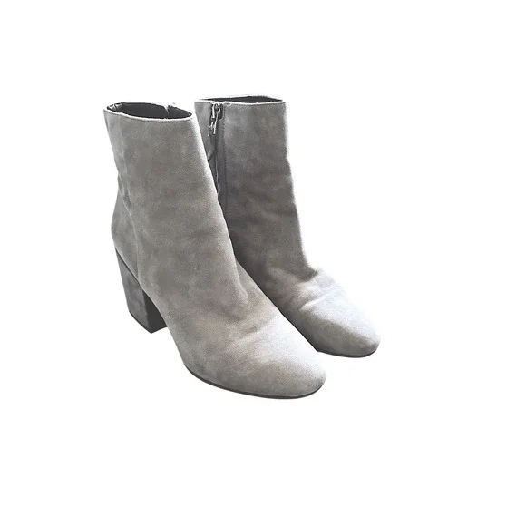 Sam Edelman Suede Block Heel Ankle Booties Light Taupe Gray Size 8.5